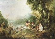Jean-Antoine Watteau the pilgrimage to cythera oil painting artist